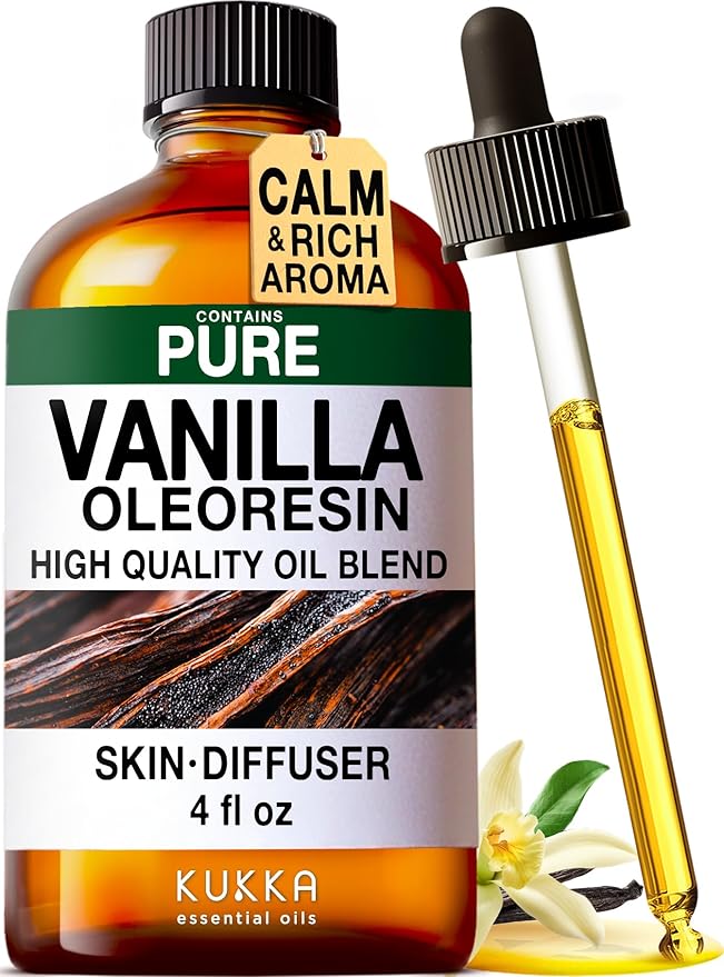 KUKKA Vanilla Essential Oils - 4 Fl Oz - for Hair, Skin, Diffuser, Aromatherapy & DIY Soap Making Scent