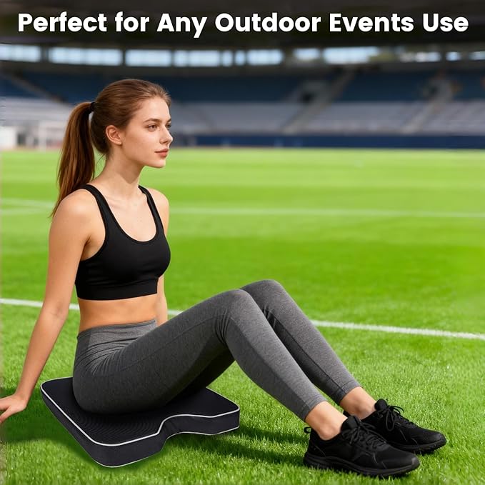 FirstGift 2-Pack 3.15" Stadium Seat Cushions - Portable Water-Resistant Bleacher Pads with Decorative Trim, Lightweight & Comfortable for Sports, Games, and Outdoor Events