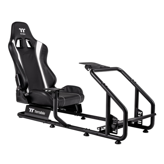 Thermaltake GR300 Racing Simulator Cockpit; Adjustable PVC Seat; Adjustable Pedal & Wheel Mounts; Shifter Mount Included; Compatible with Thrustmaster/Logitech Fanatec; GSC-R30-CPASBB-01