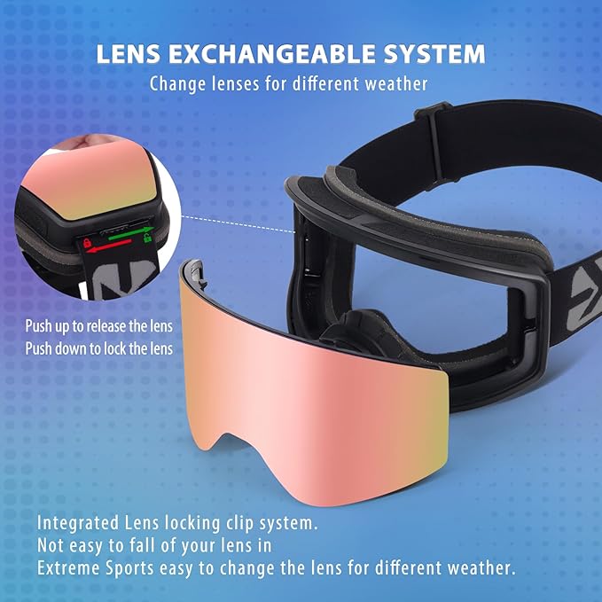 EXP VISION Ski/Snowboard Goggles Parent-child Snow Goggles Over Glasses for Men, Women Youth Kids