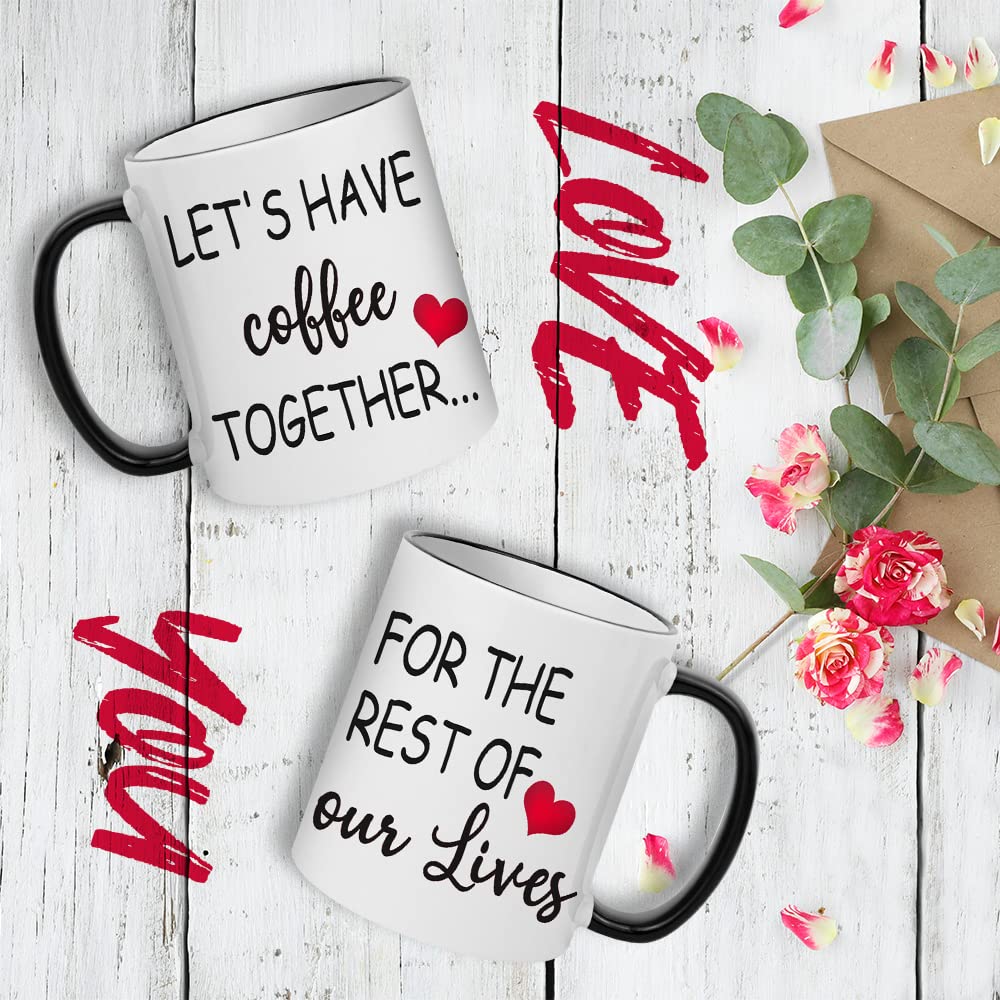 Fatbaby Wedding Gift for Couple, Engagement Gifts for Couples, Bridal Shower Gifts for Bride and Groom, Lets Have Coffee Together For The Rest Of Our Lives Mr and Mrs Couple Mug Set 11oz