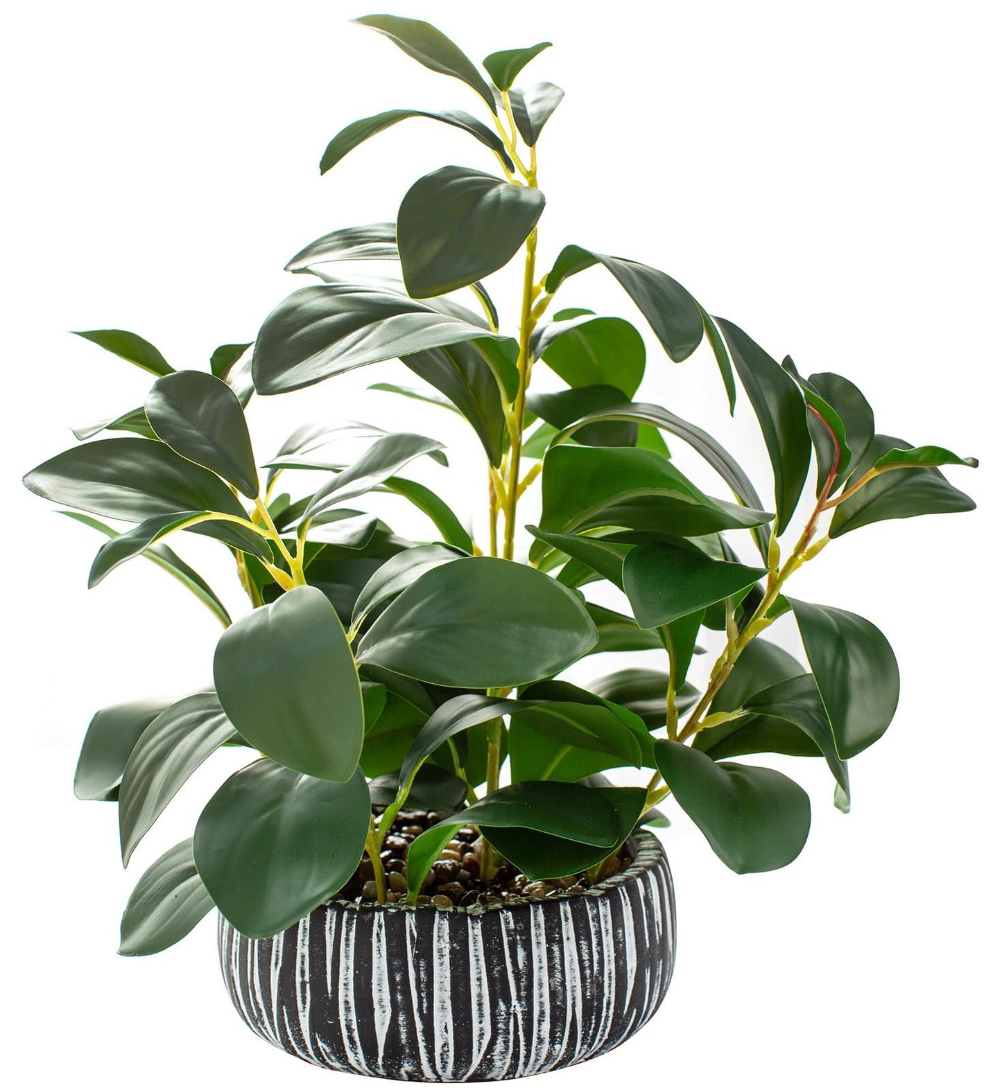 AlphaAcc Artificial Plants Decor Greenery Fake Succulents Indoor Potted Fake Plant with Rustic Black Clay Planter for Farmhouse Room Bathroom Bedroom Kitchen Office Table Desk Decor