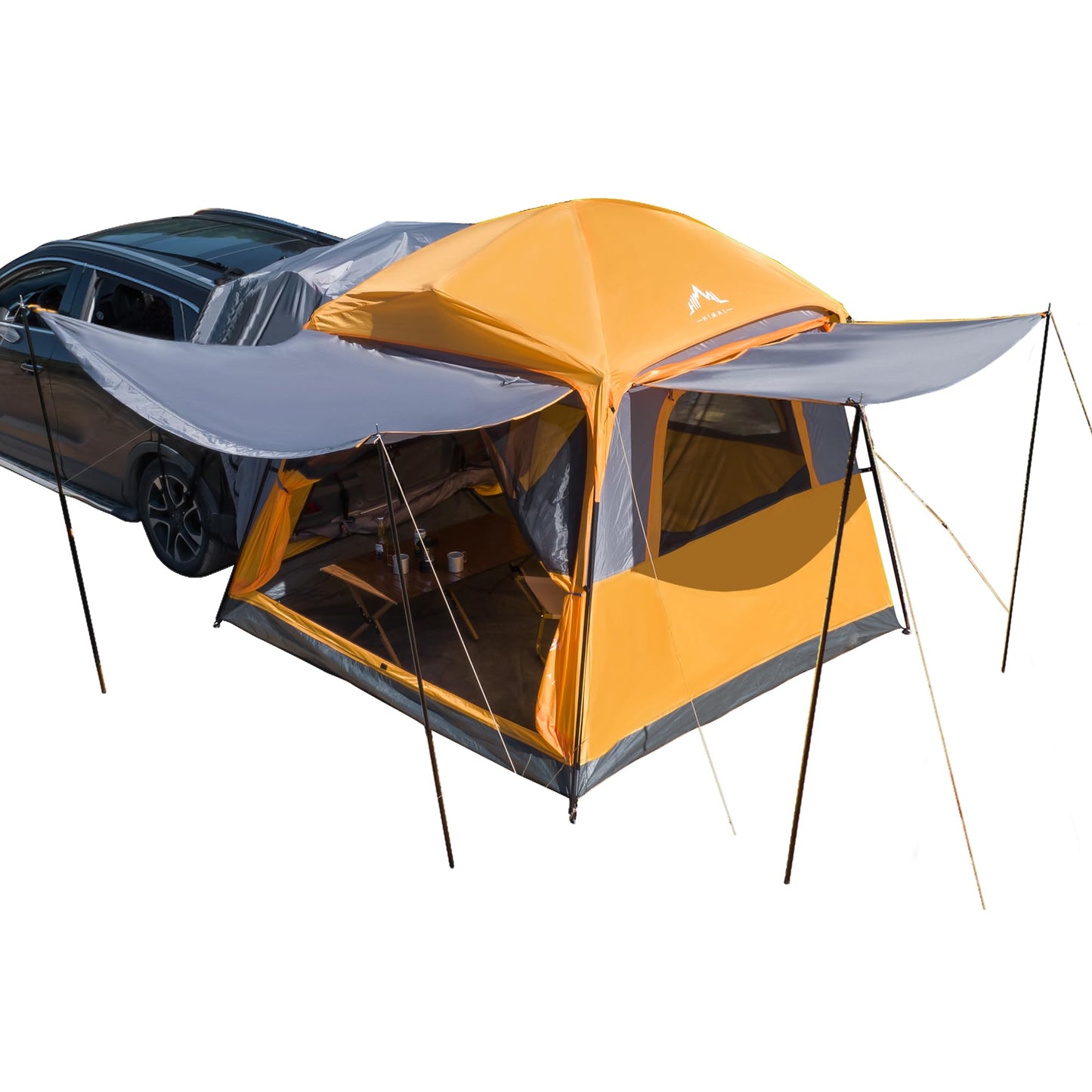 uniHimal SUV Tent for Camping,Waterproof PU2000mm, Fits 5-8 People,Spacious Double Layer Design, Includes Rainfly & Storage Bag, 8FT L x 8FT W x 7.2FT H,Orange