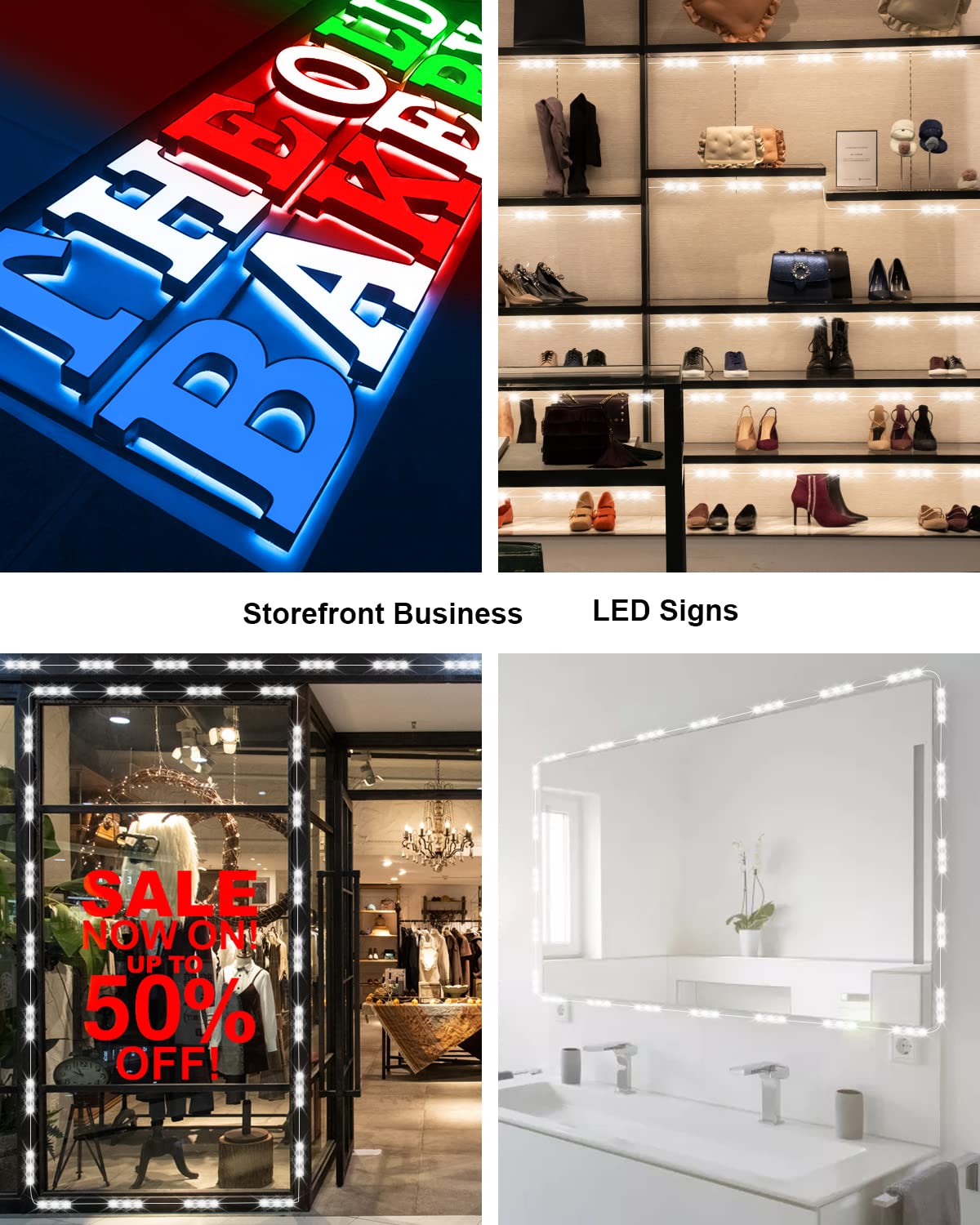 Pomelotree LED Storefront Lights for Business Waterproof Decorative Light for Advertising Letter Signs 4 Set 5050 SMD Window Strip Lights 40ft 80 Pieces LED Module Lights