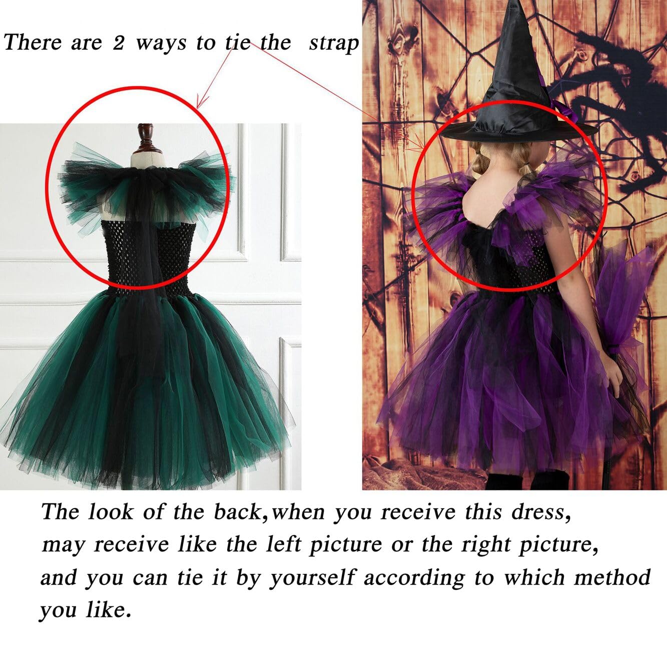MOLFROA Handmade Girls Tutu Dress for Halloween with Witch Broom and Witch Hat Dress Up Dresses Set (Orange,4-5Y)