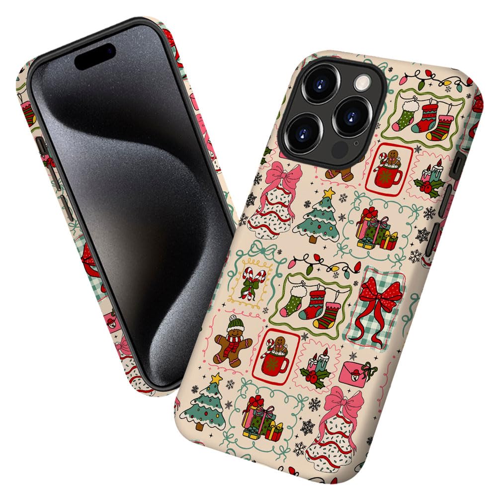 Case for iPhone 14 Pro,Christmas Tree Gingerbread Man Phone Case Military-Grade Drop Protection Cover for Women Girl - Frosted