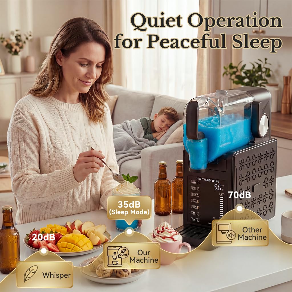 QIDO 84oz Commercial Slushie Machine 5 presets Frozen Drink Maker, Digital Temp Control,No Ice Needed Quiet Operation&Self-Cleaning,Perfect for margaritas, Smoothies, Bars, Cafes, and Parties