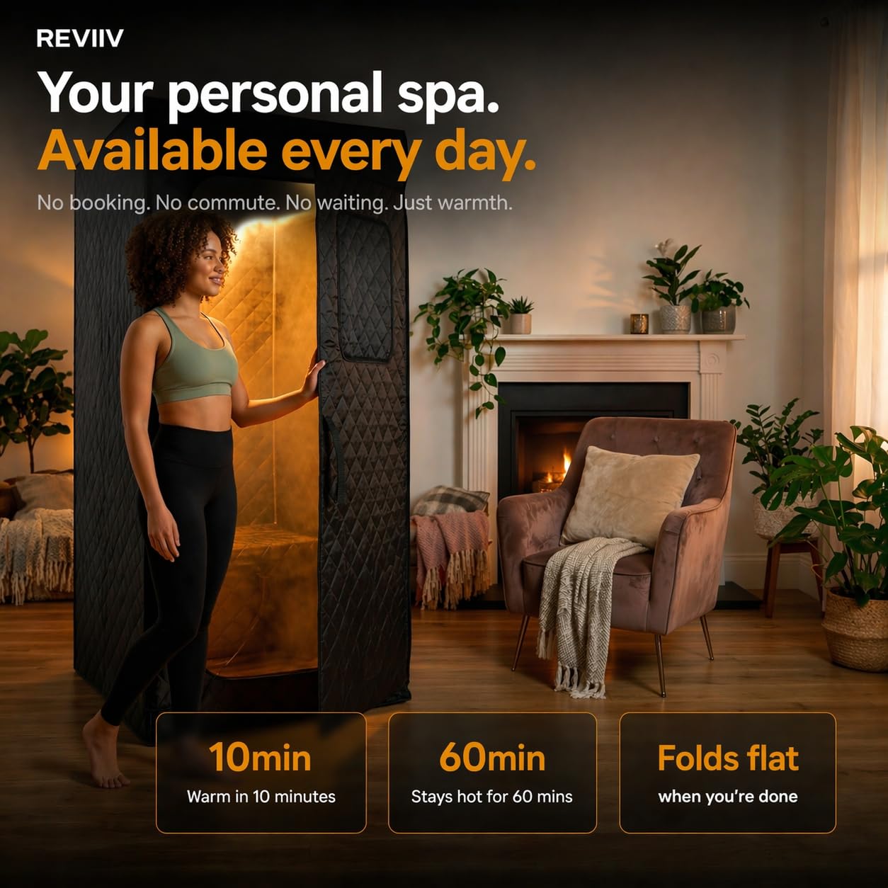 Portable Steam Sauna Box for Home, 1500W Full Body Personal Sauna Tent + Chair, Foldable, XL 71" (Fits 6'2"), 9 Heat Levels, Steam Sauna for Weight Loss, Muscle Recovery, Skin Health & Detox – BioGlow