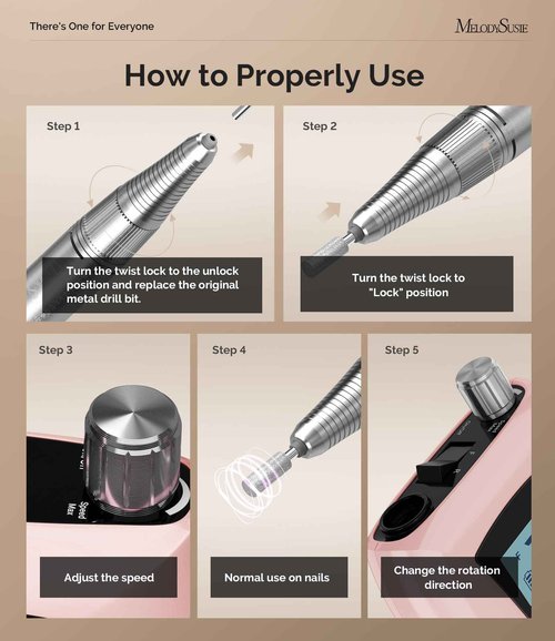 MelodySusie Entry-Level Clip-On Cordless Nail Drill, SC320D 30000RPM Essential E-File with LCD Display for Manicure Shaping & Gel Removal, Perfect for Training, Nail Art Practice & Home Use