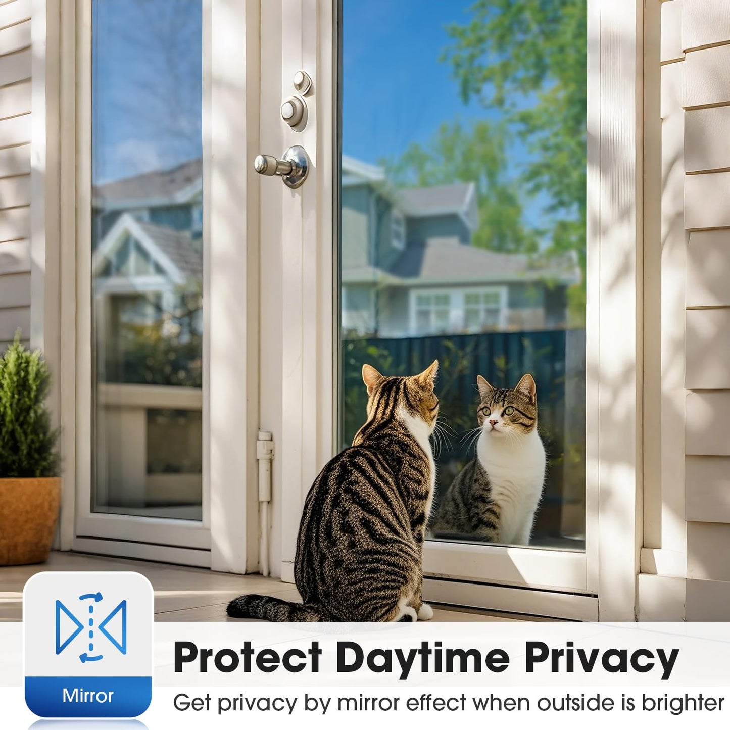 Coavas One Way Window Privacy Film, Heat & Sun Blocking Window Film See Out Not in, Static Cling Window Tint for Home, Anti UV Reflective for Bathroom Office Door (Black, 17.7 x 78.7 inches)