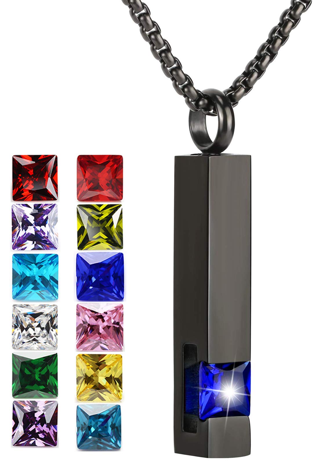 YOUFENG Urn Necklaces for Ashes Birthstone Cube Urns for Human Ashes Memorial Cremation Urn Locket Keepsake Ashes Jewelry (Septe