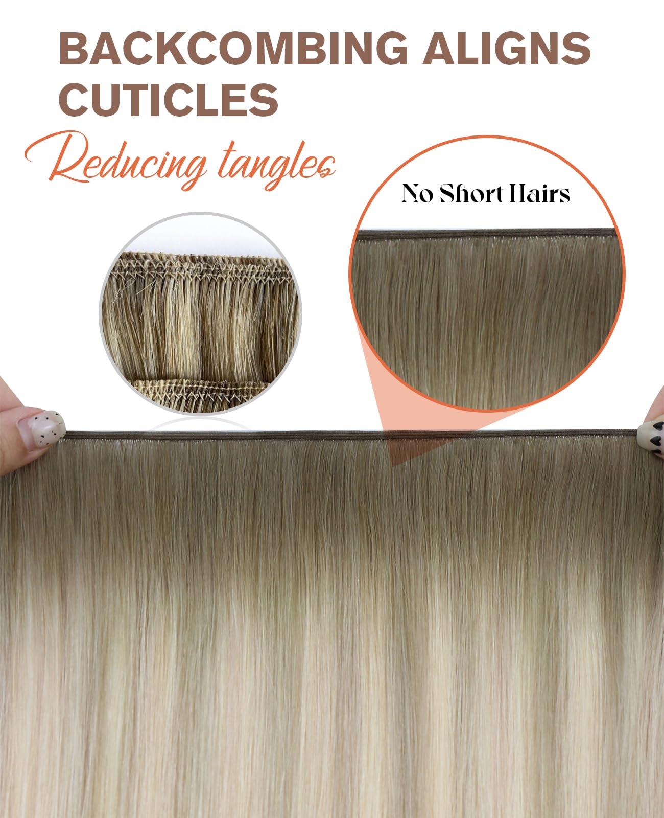 Sunny Hair Genius Weft Sew in Hair Extensions Real Human Hair Blonde Genius Weft Hair Extensions Human Hair Hand Tied Hair Exten
