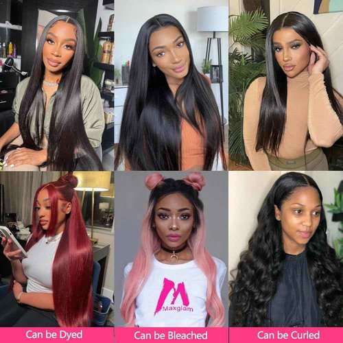 LXYANOO 12A Straight Bundles Human Hair with 5x5 Closure 18 20 22+16 Inch Brazilian Human Hair Weave Bundles with 5x5 HD Lace Closure 100% Unprocessed Virgin Hair Extensions