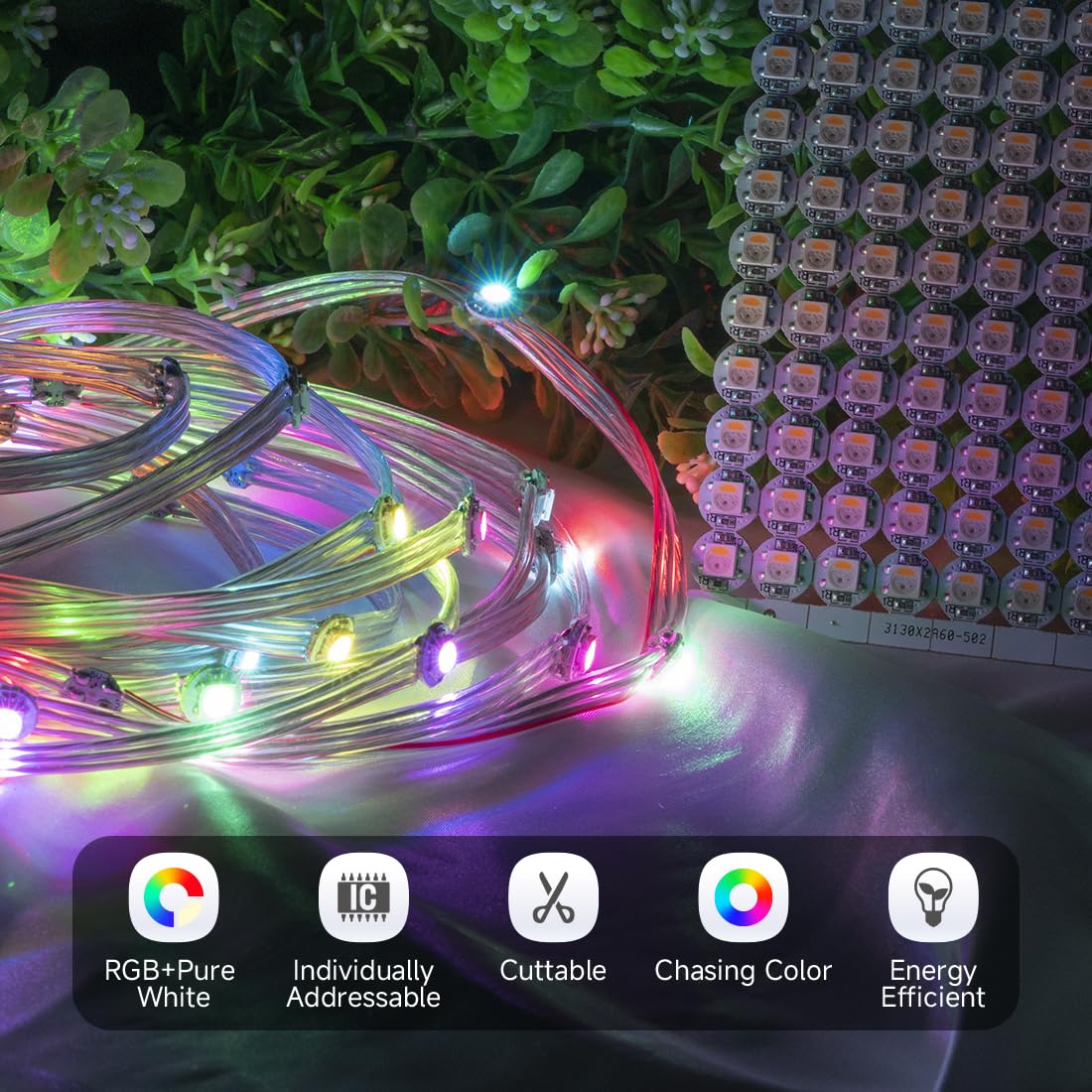 BTF-LIGHTING SK6812(WS2812B) RGBW LED Chips 100PCS RGB+Cool White Individually Addressable 5050SMD Module Pixels Light DC5V White PCB Chasing Dream Color for Christmas(No Adapter or Controller)