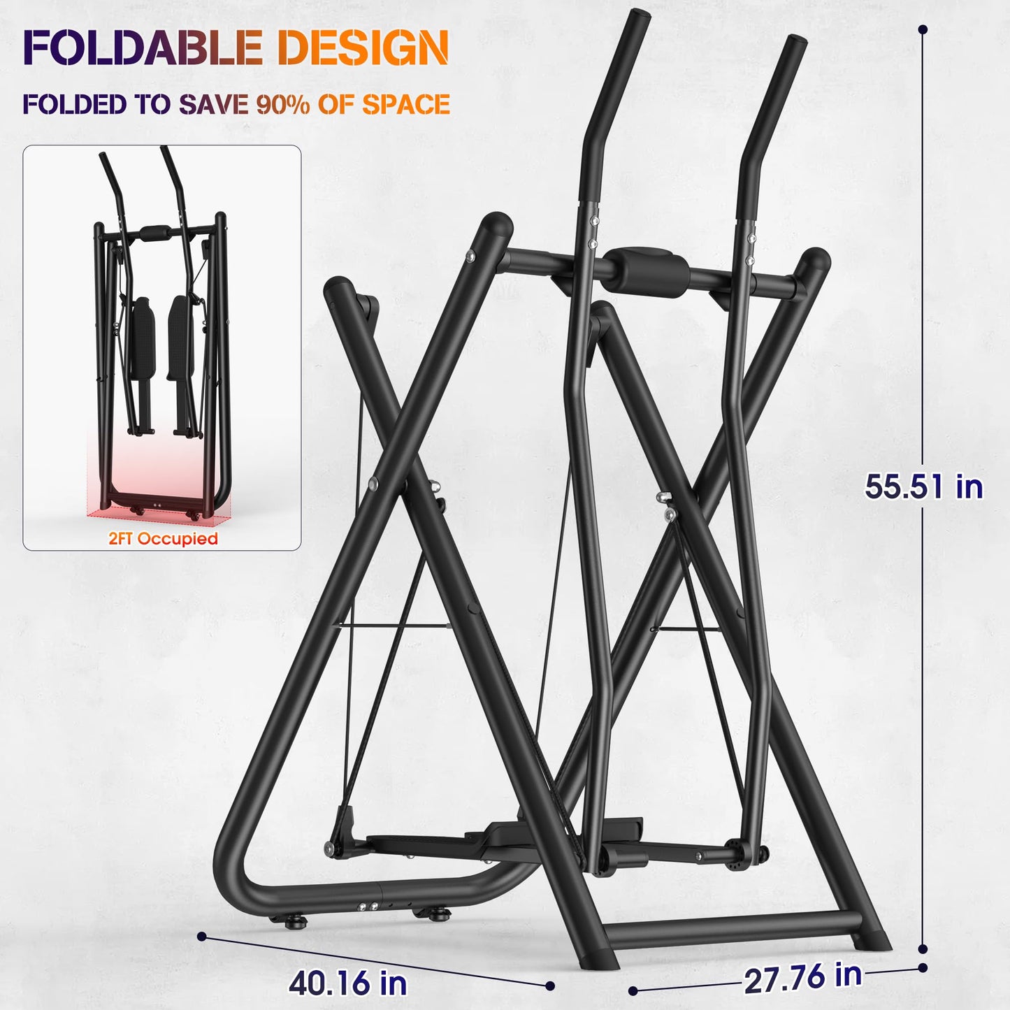 FovemiG Air Walk Elliptical Glider Machine,Ellipse Machine for Home Cross-Training Arm/Leg Cardio Workout Equipment,Fully Assembled Low-Impact Design for Home Gym,600LBS Loading Capacity-New Version