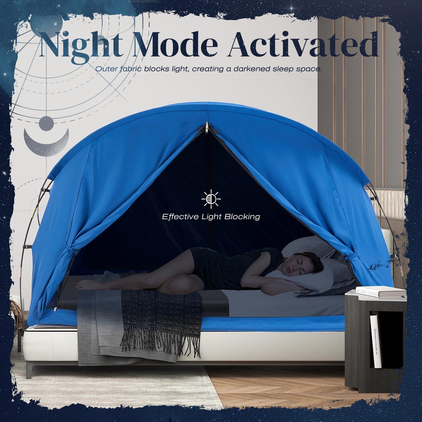 UNIHIMAL Bed Tent Canopy Twin, Blackout Portable Sleep Tent Easy Setup, Breathable Mesh, Privacy Curtains for Adults, Ideal for Indoor