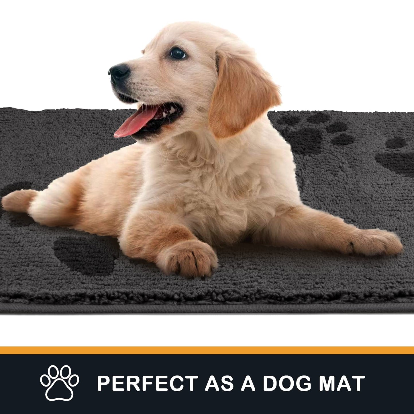 PURRUGS Dirt Trapper Door Mat 20" x 31.5", Non-Skid/Slip Machine Washable Microfiber Entrance Rug, Shoes Scraper, Dog Doormat, Super Absorbent Floor Mat for Muddy Wet Shoes and Paws, Grey