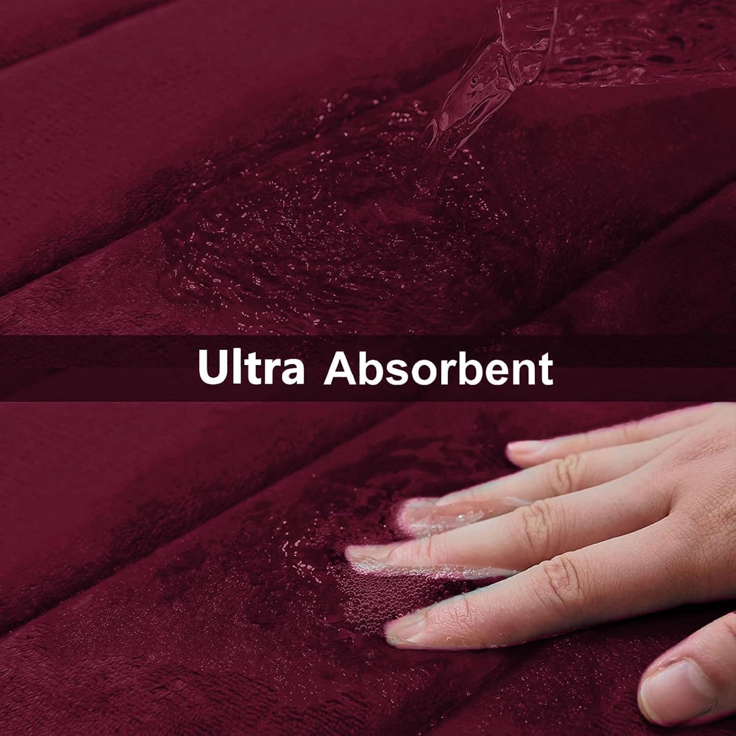 Buganda Memory Foam Bath Mat, 44" x 24", Ultra Soft and Non-Slip Bathroom Rugs, Water Absorbent and Machine Washable Bath Rug Runner for Bathroom, Shower, and Tub, Burgundy