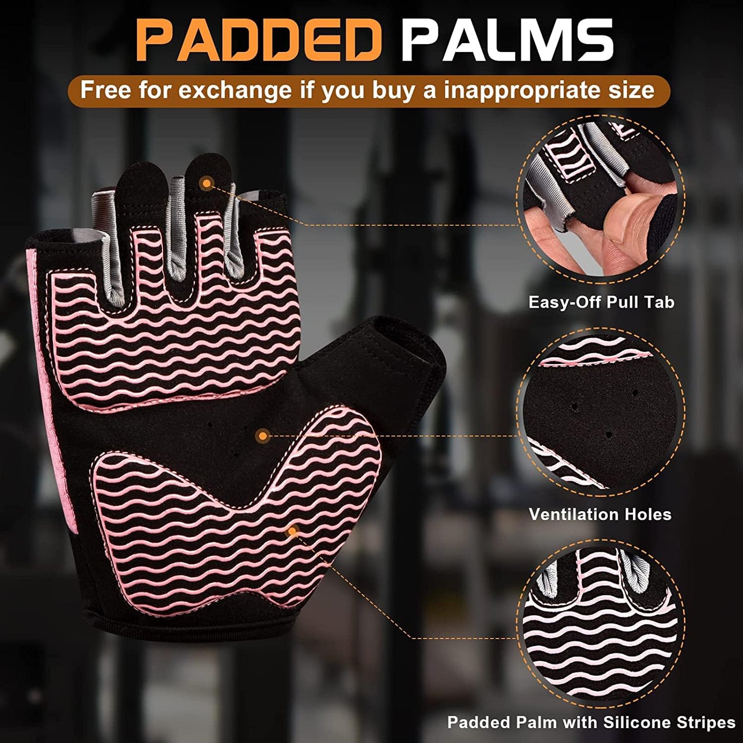 Sunnex Gym Gloves - Fingerless, Breathable Workout Gloves for Weightlifting, Sports Training