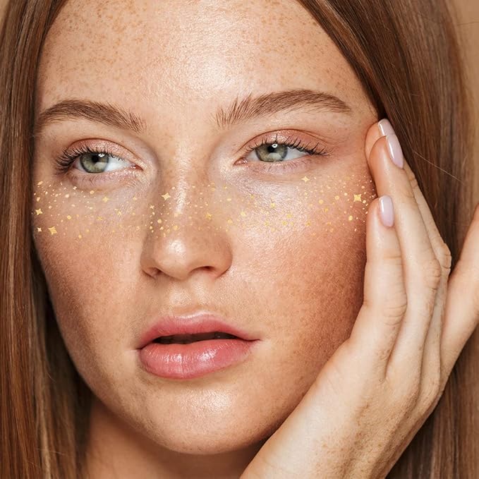 GALACTIC SPARKLE SET of 10 makeup face freckle Flash Tattoos patches in metallic gold foil and metallic silver foil | Face...