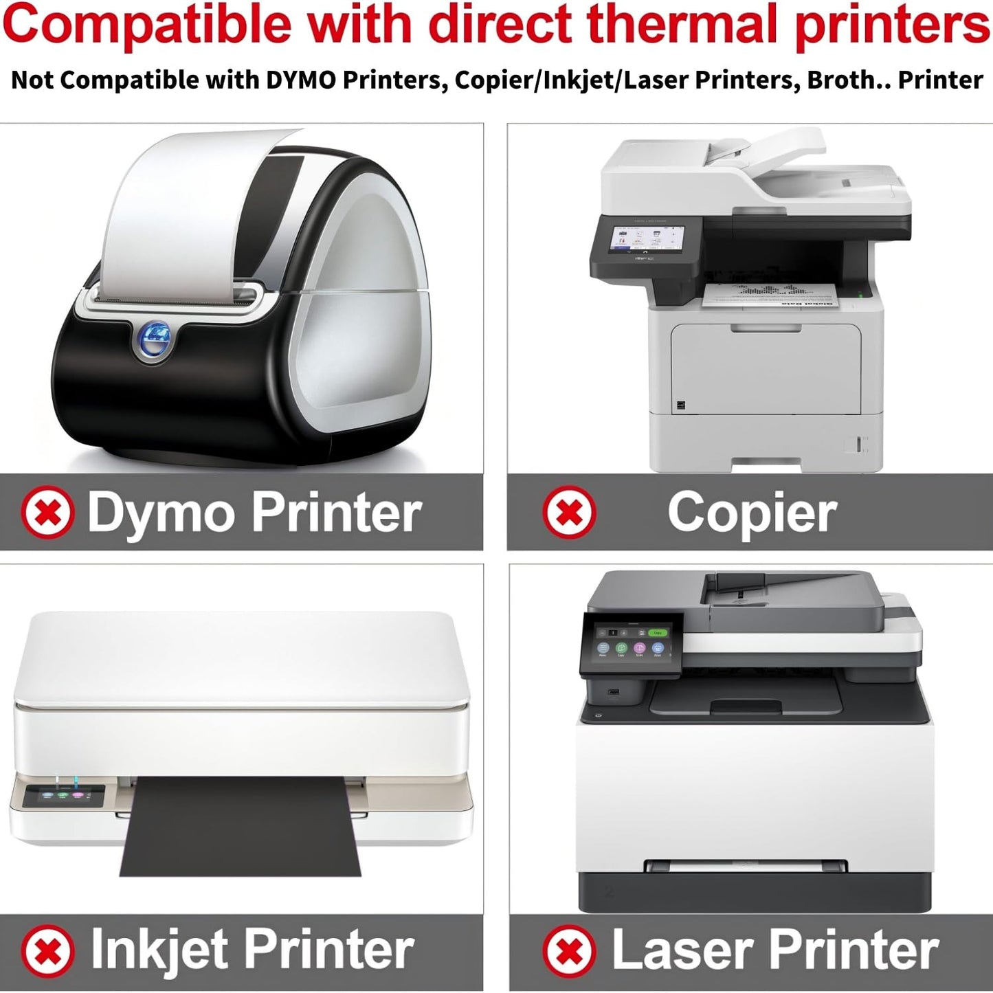 4x6 Thermal Labels 500/Stack, HUOJI Shipping Thermal Labels 4x6 Fanfold Compatible with Rollo, Zebra, MUNBYN Printers (Commercial Grade)