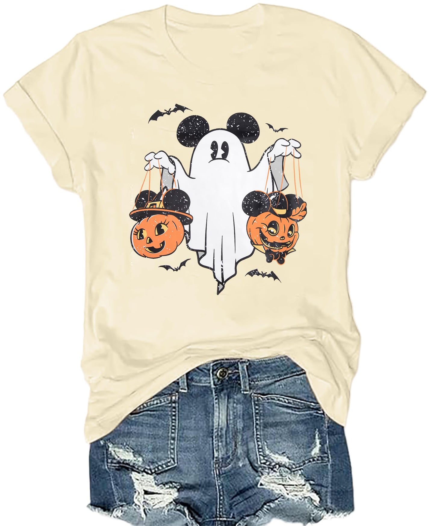 Halloween Shirts Pumpkin Shirt Women: Cute Ghost Shirt Casual Fall Halloween Spooky Season Graphic Short Sleeve Tee Tops