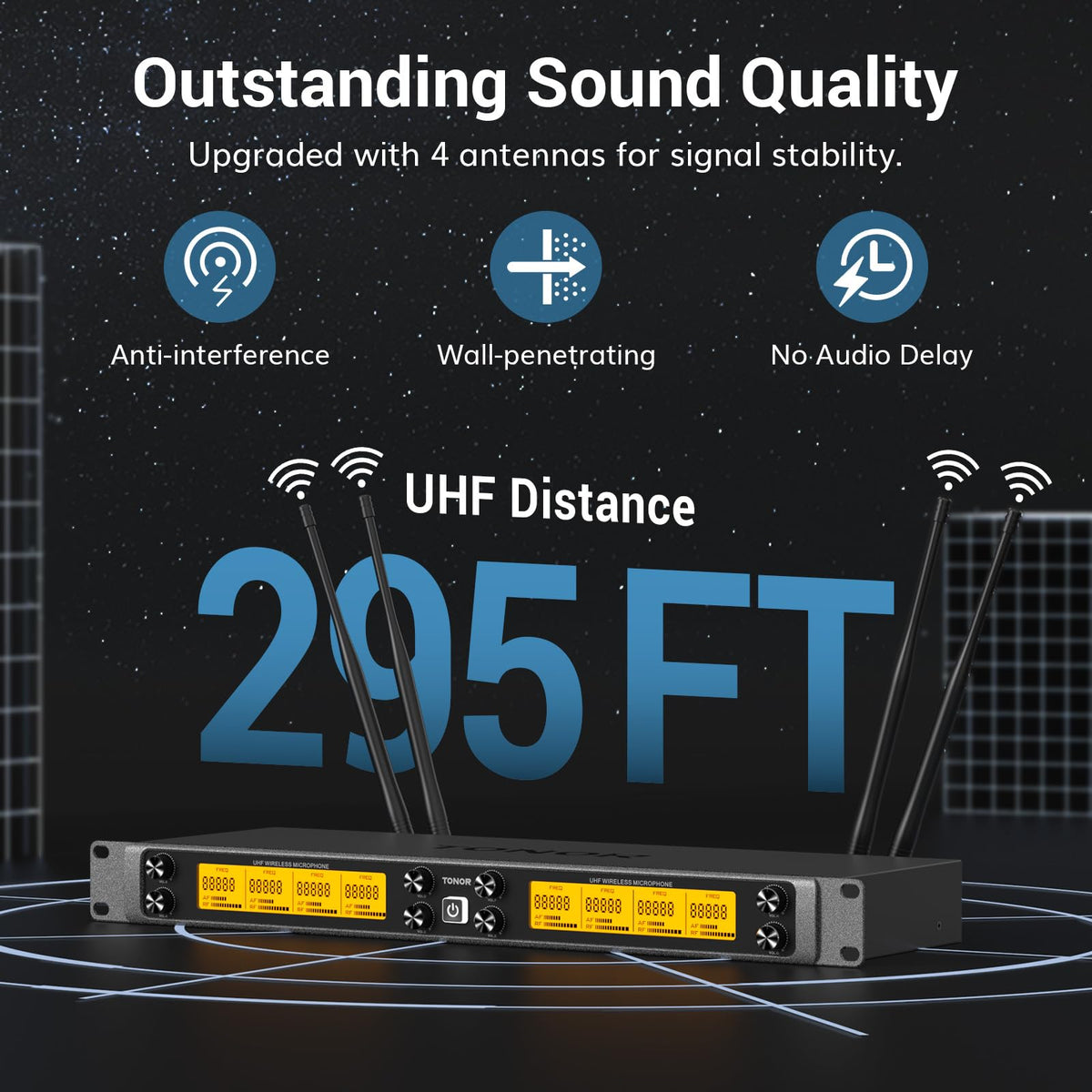 TONOR Wireless Microphone System, 12-Channel UHF Cordless Mic, 8 Handheld Metal Dyanmic Mic with Receiver, 295ft Range, 8x12 UHF Frequencies, Mic Mute, Ideal for Church Singing Karaoke Rehearse TW880
