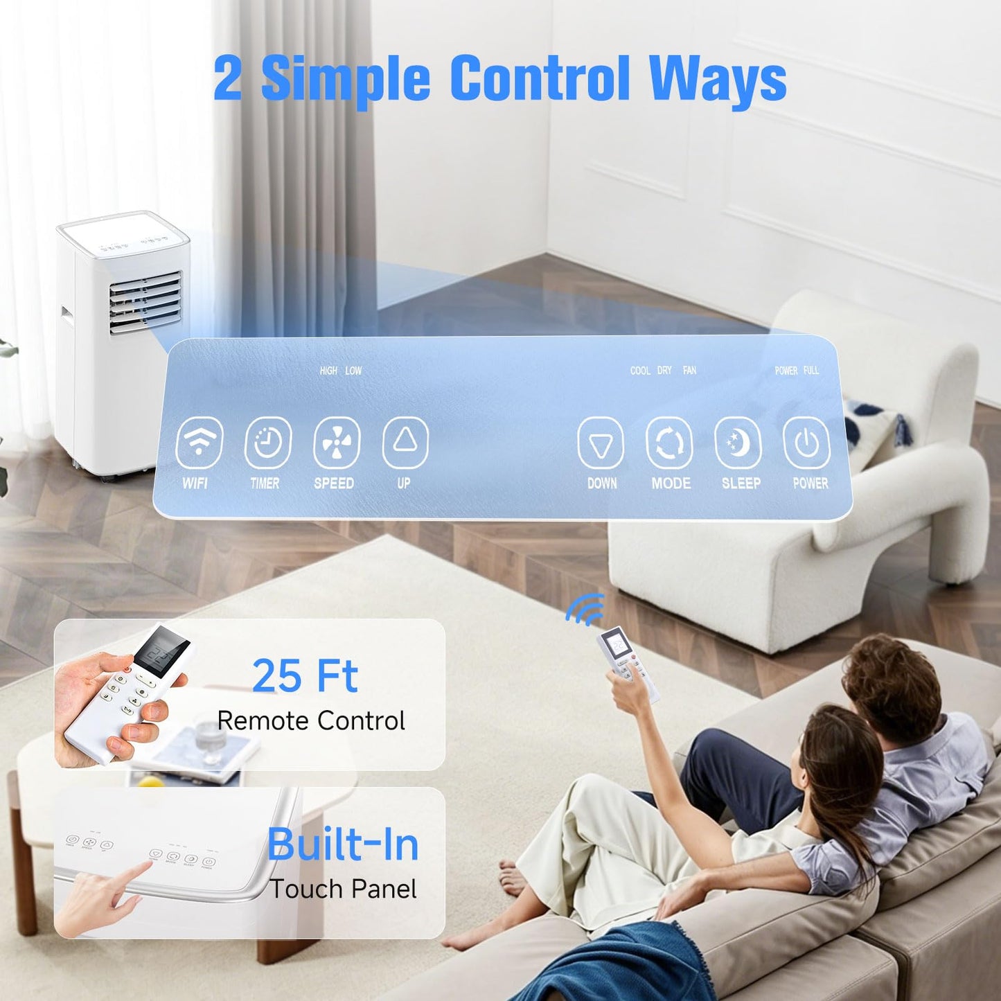 Portable Air Conditioners, 3-in-1 8500 BTU Cooling Unit with Fan & Dehumidifier for Room, Quiet Operation, Cools up to 450 sq.ft, Complete Window Installation Kit for Home Office