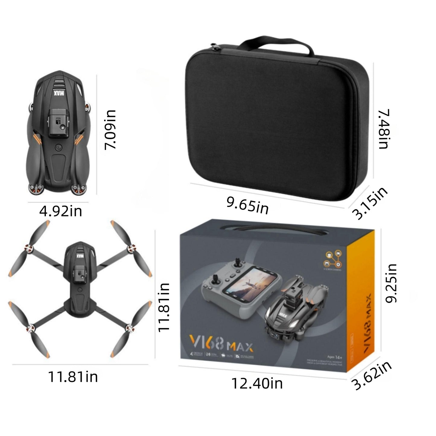 GPS Drone with 4K Dual Cameras, 4.5in Large-Screen Remote - Infrared Obstacle Avoidance, LED Night Lights, Brushless Motors, 2 Rechargeable Batteries, FPV Real-Time Transmission, Hovering Altitude Hold Mode, GPS Auto Return, Follow Me Mode - Foldable Ligh