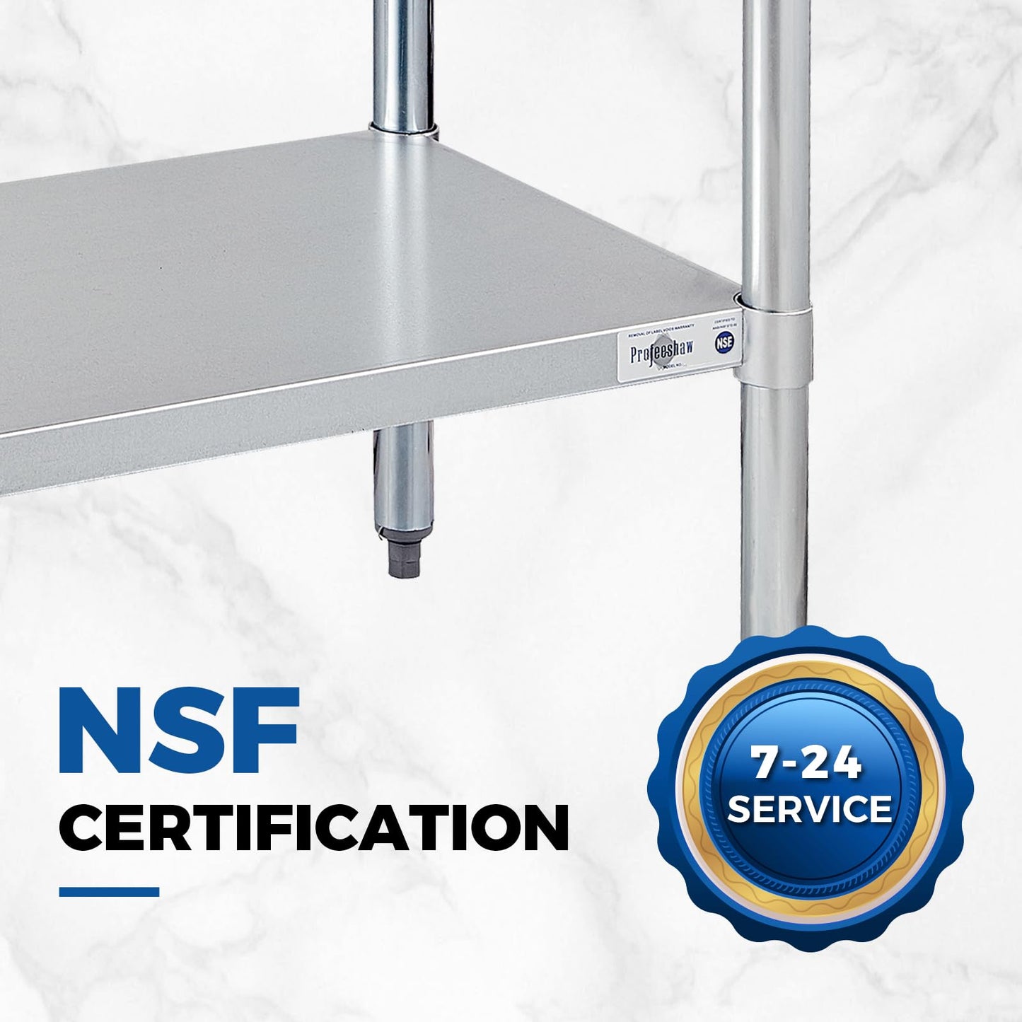 Profeeshaw Stainless Steel Prep Table NSF Commercial Work Table with Backsplash and Undershelf for Kitchen Restaurant 60x24 Inch