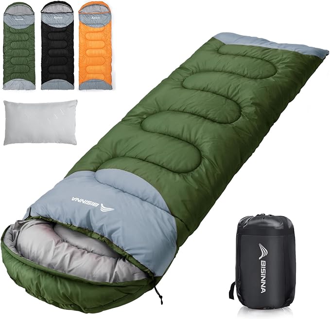 BISINNA 0 Degree Winter Sleeping Bags(480GSM) for Adults-Cold Weather Camping Sleeping Bag-Comfortable Warm Portable Sleep...