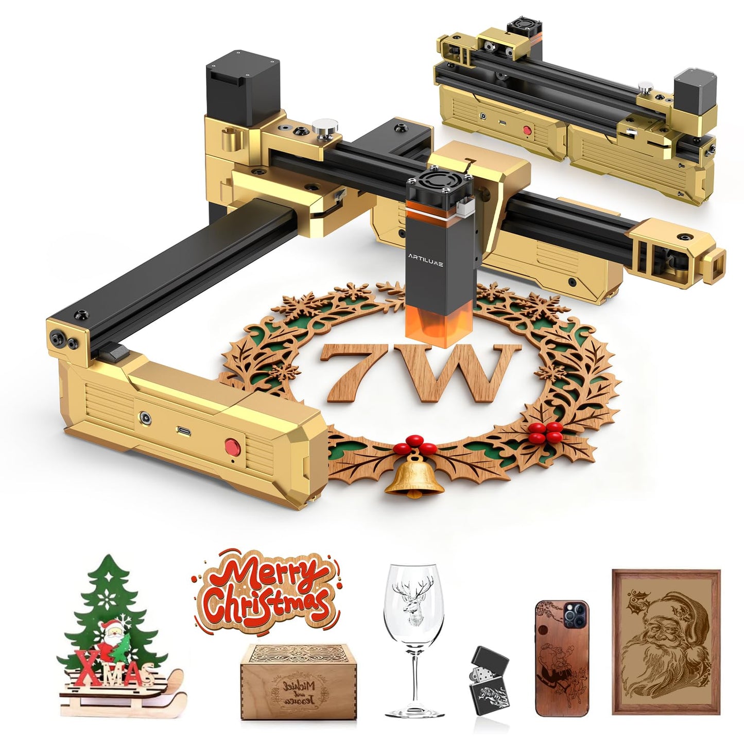 T1 Foldable Laser Engraver, 7000mW Portable Engraving Machine with 0.01mm Accuracy, 200x150mm Working Area for Wood, Leather, Acrylic, Coated Metal - Ideal for DIY & Small Business