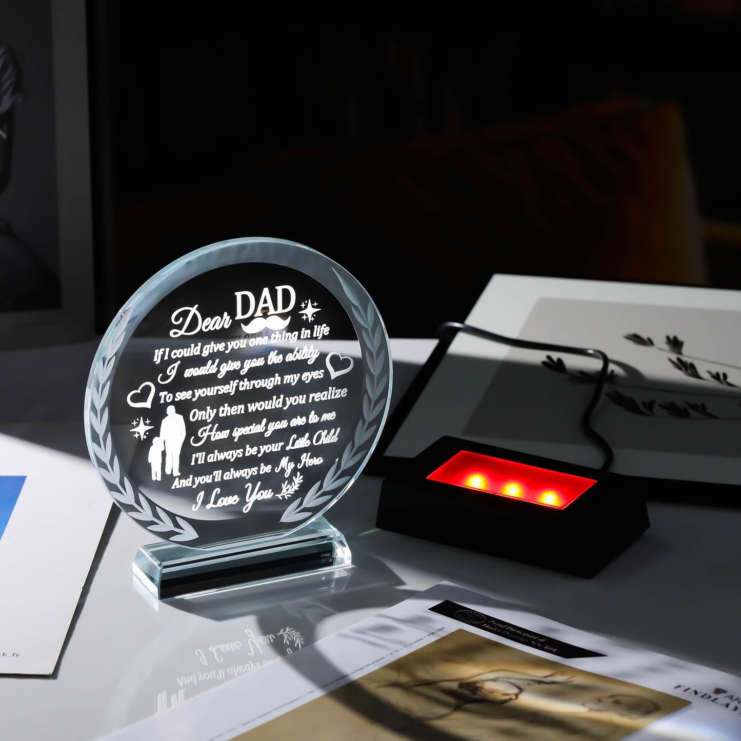 Gifts for Dad from Daughter Son with Light Base, Father's Day Christmas Birthday Gifts for Dad Who Wants Nothing Dad Gifts from Daughter Son, To My Dad Gifts Ideas