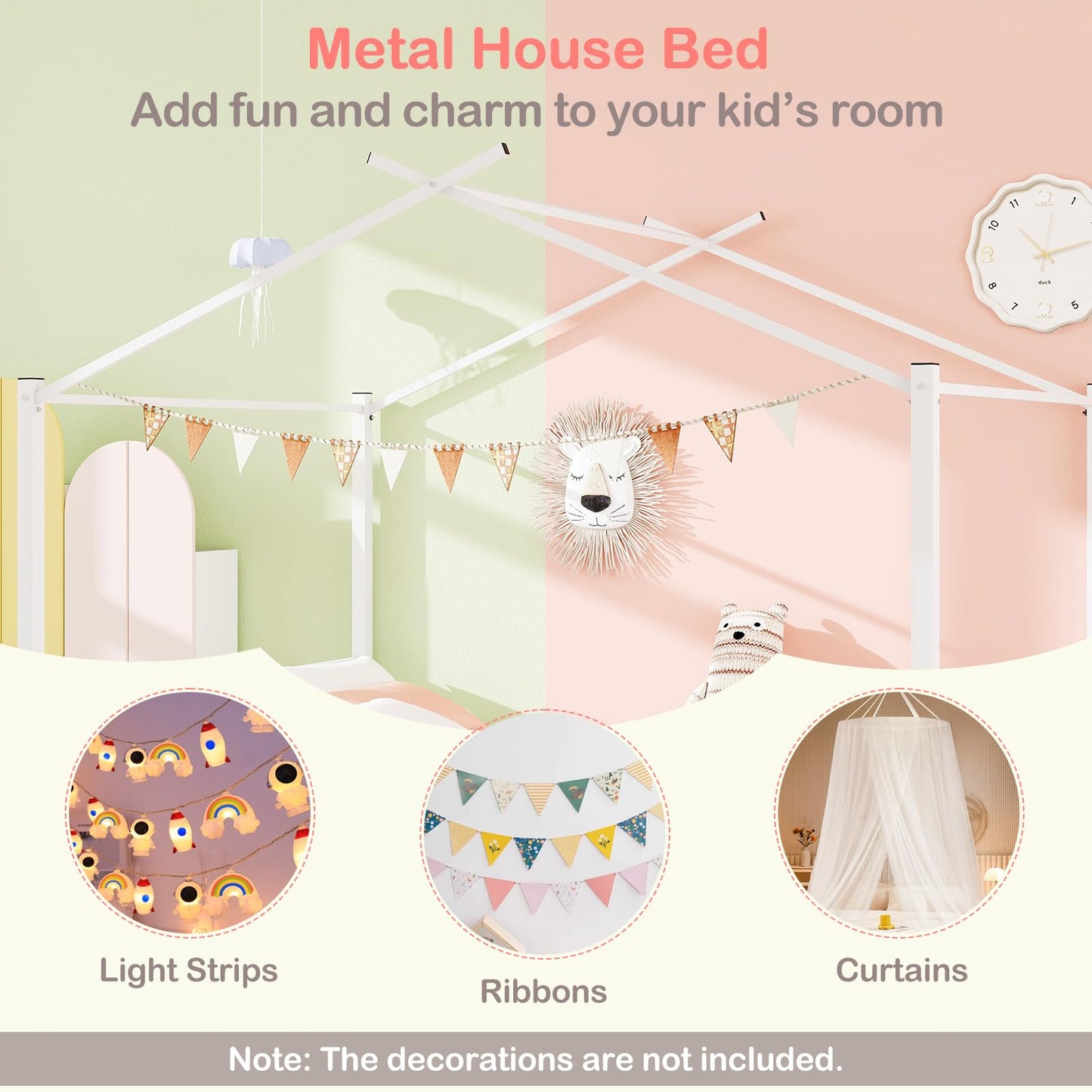 Giantex Full Size House Bed with 2 Storage Drawers, Metal Montessori Bed Frame with Headboard & Footboard, Full House Beds for Kids Girls Boys, No Box Spring Needed, Noise Free (White)