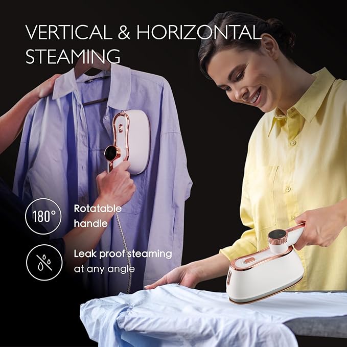 Professional Garment Steamer for Clothes 2 in 1, High Steam Volume 20g/min for Powerful Wrinkle Removal, Leak Proof, 120v, 1000w