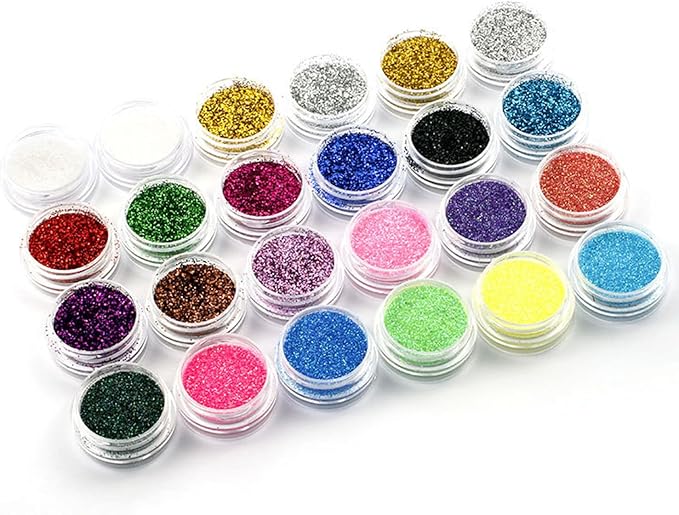 24 Color Body Glitter Set, Fine Nail Glitter, Suitable for Holiday Makeup, Cosmetics, Cosmetic Glitter for Body Nails Face...