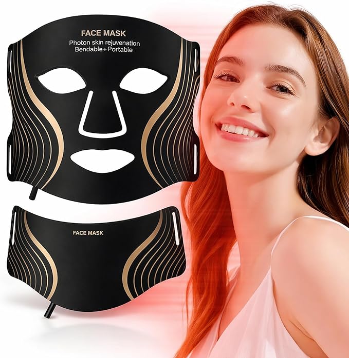 Red Light Therapy Mask for Face,LED Light Therapy Mask Skin Care Mask & Neck,Infrared Lights Masks for Home Working Travel Yoga Sleep