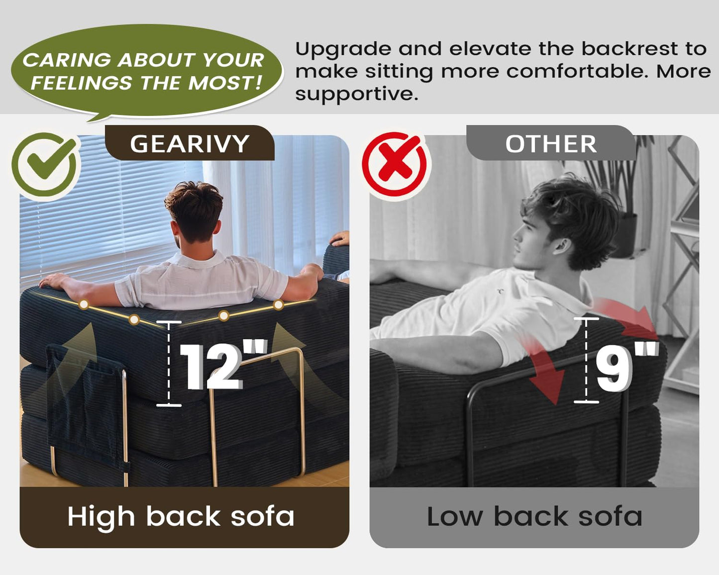 GEARIVY Folding Sofa Bed Convertable Corduroy Couch King Size Floor Sleeper 4-in-1 DIY Combination Modular Sofa Fold Out Futon Lounge Comfy Foldable Lazy cama for Living Room (Beige, 80.15'')