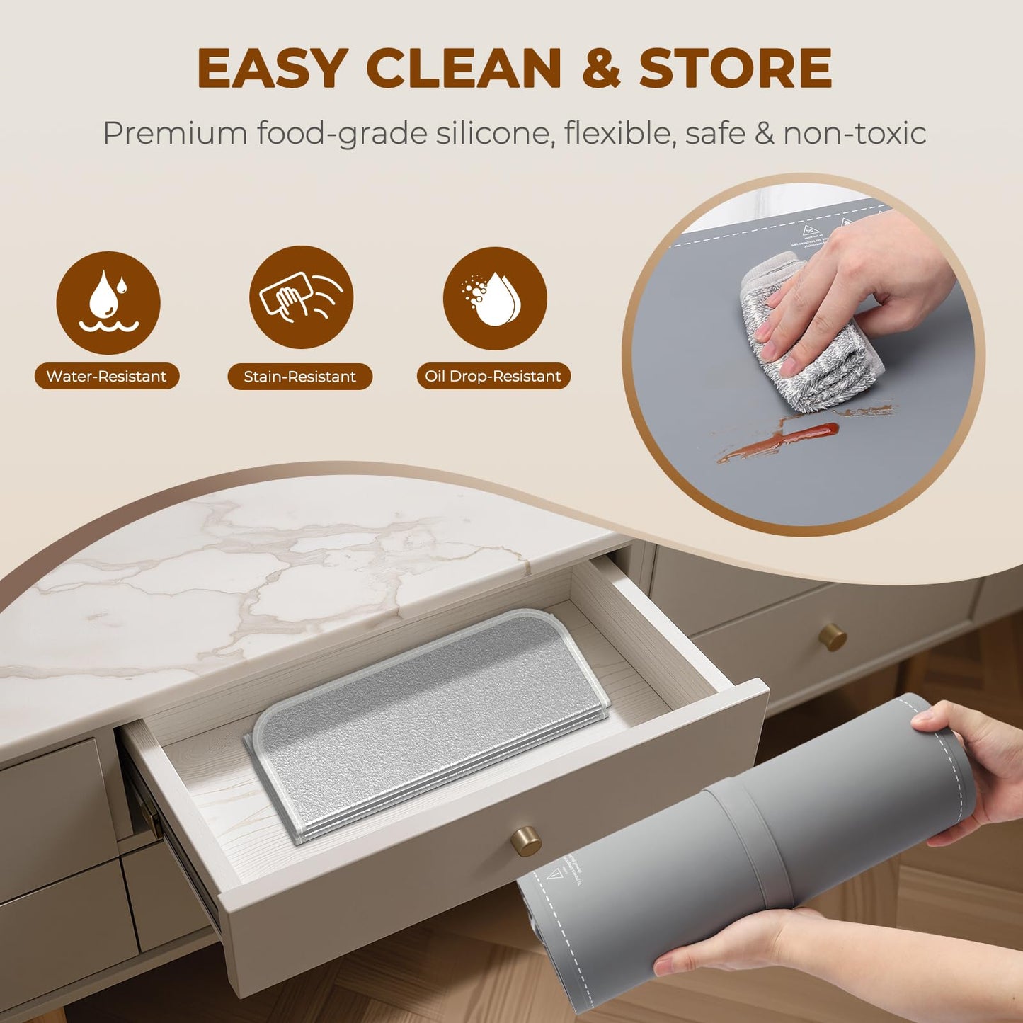 Homelove Warming Mat for Food - Fast Full Surface Electric Warming Tray with 7 Temp-Settings & 8H Timer, Portable Roll Up Food Warmer with Heat Insulation Pad for Gatherings Parties Buffet XL-Grey
