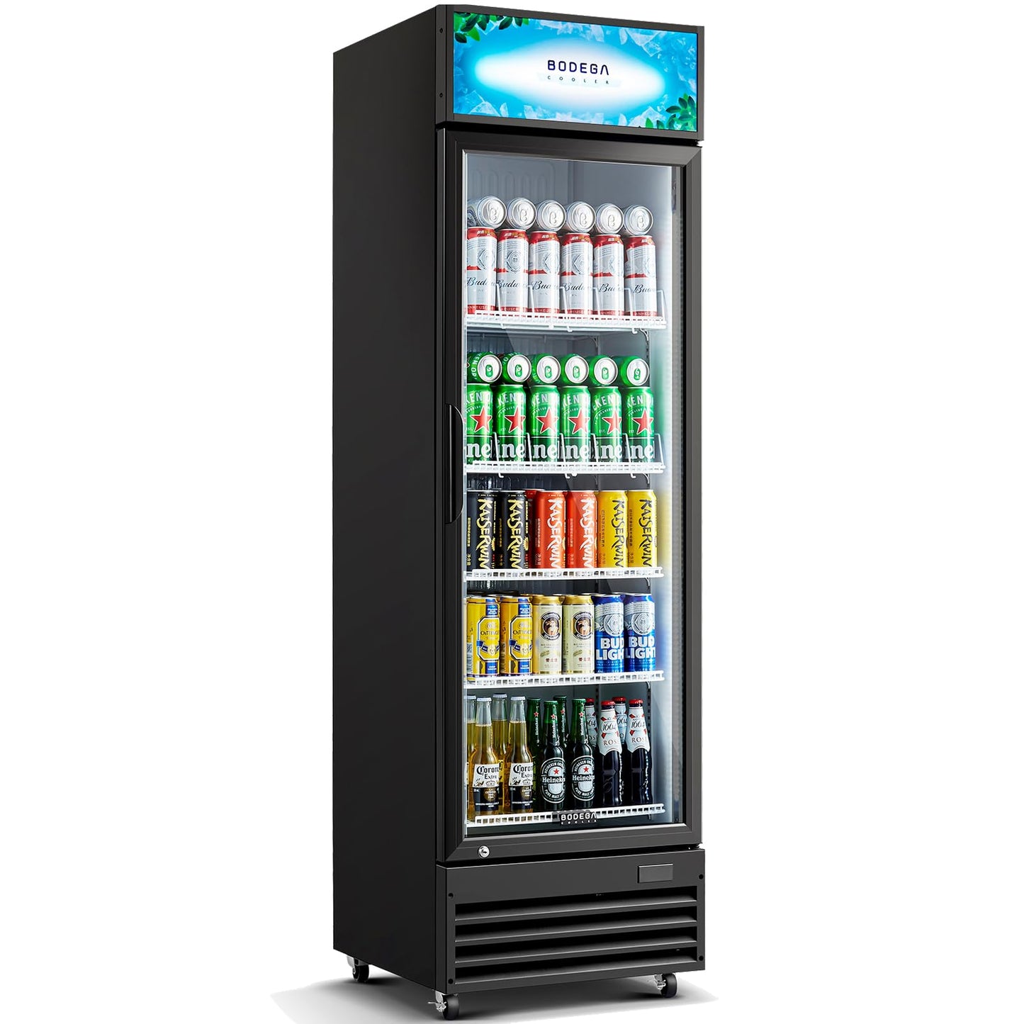 BODEGACOOLER Commercial Beverage Refrigerator and Cooler, 12.5 Cu.Ft. Commercial Merchandiser Refrigerator with Soft LED Light, Adjustable Shelves, Display Fridge For Kitchen,Office,Outdoor,Bar,Garage