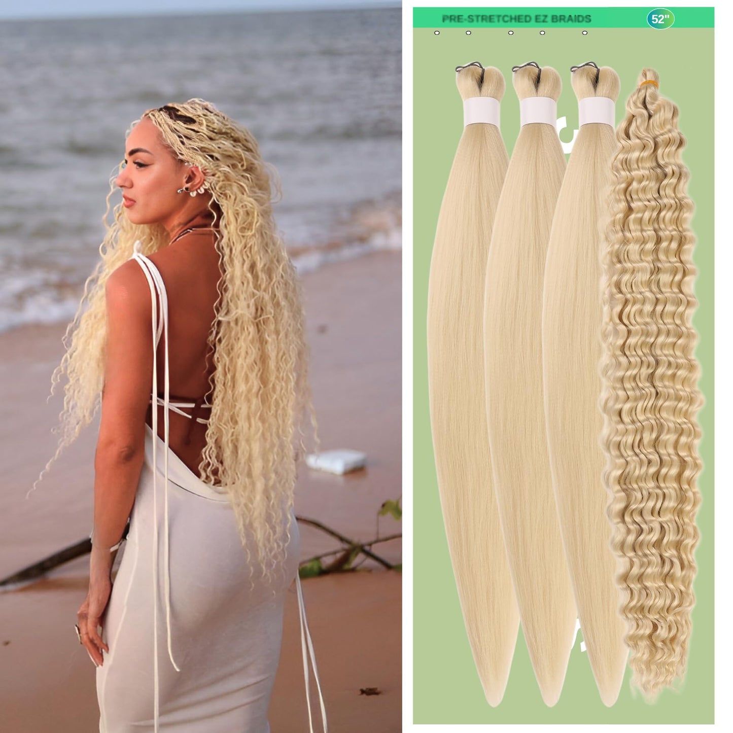 Blonde Braiding Hair for Boho Braids 4 Packs 26 Inch Pre Stretched Knotless Braiding Hair