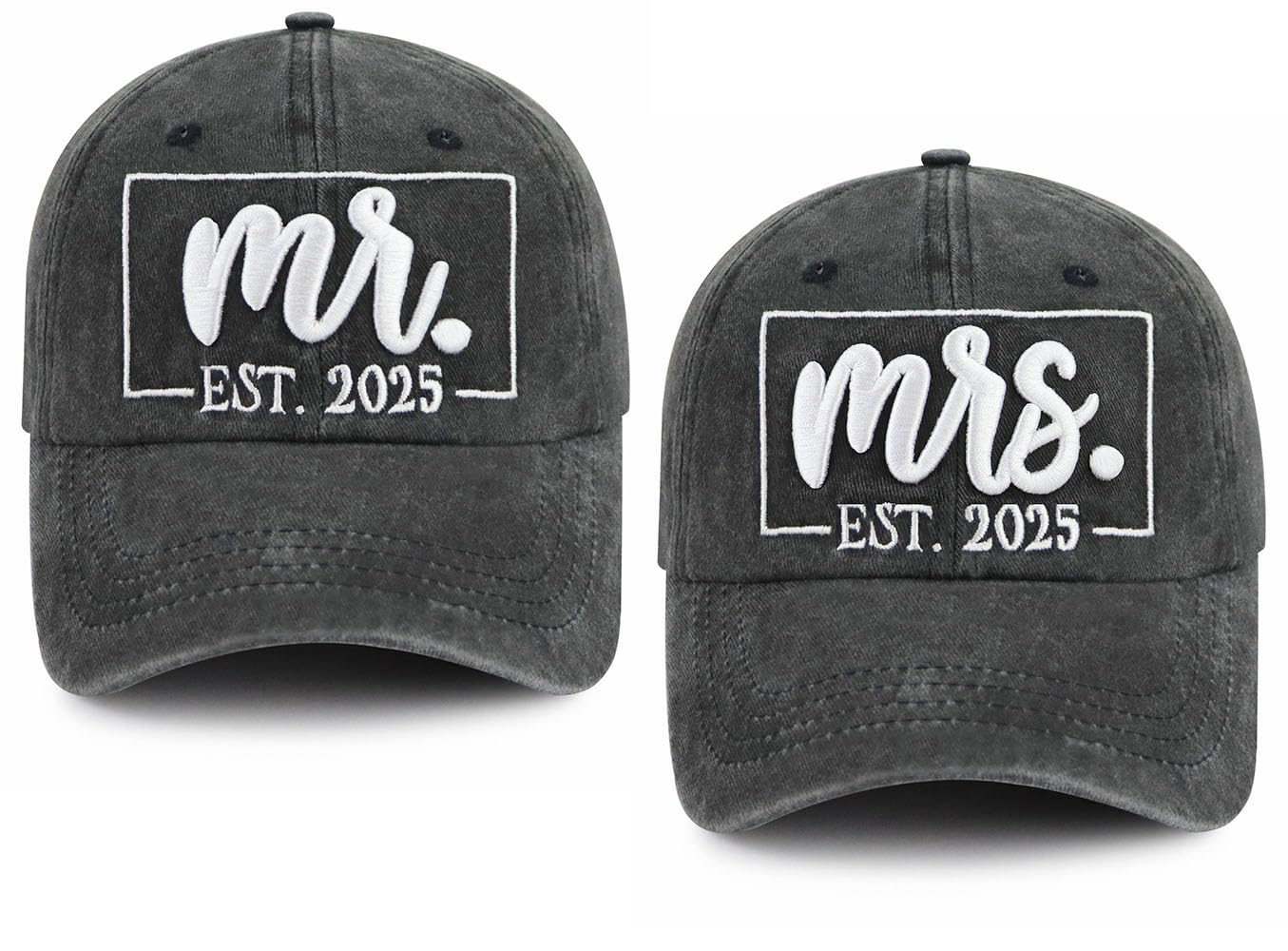 Mr and Mrs Gifts 2025, Embroidered Engagement Party Decorations Baseball Cap, Adjustable Couples Gifts Groom Bride Hat, Birthday Honeymoon Wedding Gifts Black