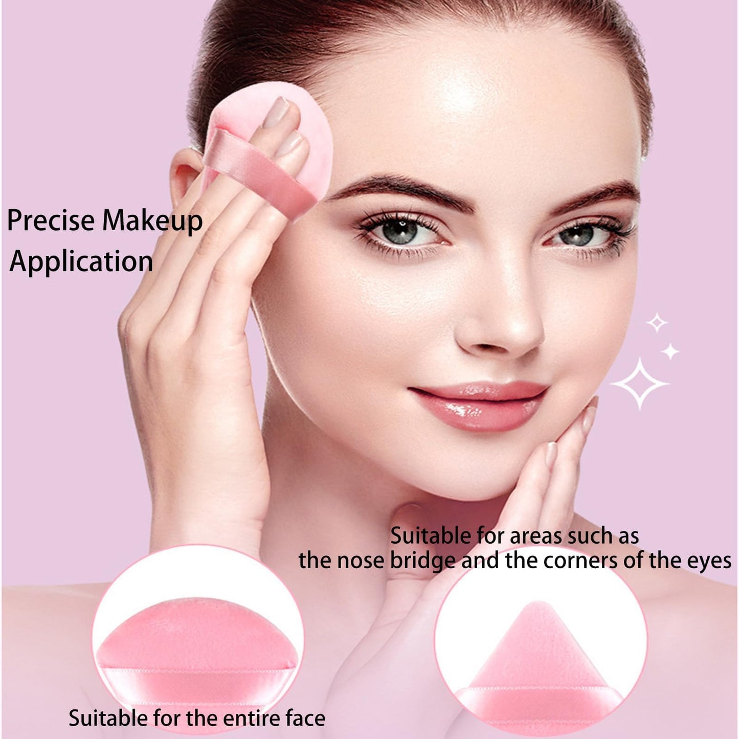 MOLOPPO 6Pcs Soft Triangle Powder Puff Set, Setting Powder Puffs for Face, Makeup Blenders & Sponges for Foundation, Suitable fo