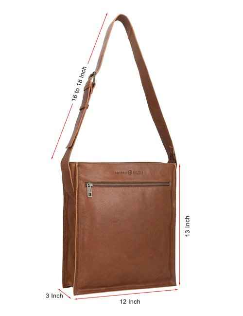 ANTONIO VALERIA Austin Oily Washed Redwood Leather Messenger Bag for Men