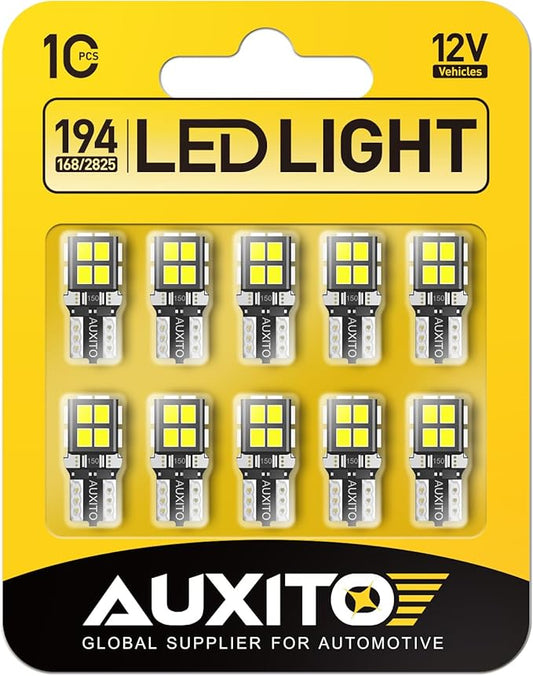 AUXITO 194 LED Bulb 6000K White 168 2825 W5W T10 Wedge 14-SMD Interior Car Bulbs Replacement for Dome Map Door Courtesy Tr...