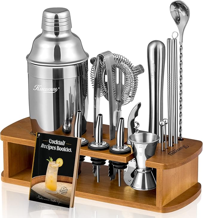 KITESSENSU Cocktail Shaker Set Bartender Kit with Stand | Bar Set Drink Mixer Set with All Essential Accessory Tools: Mart...