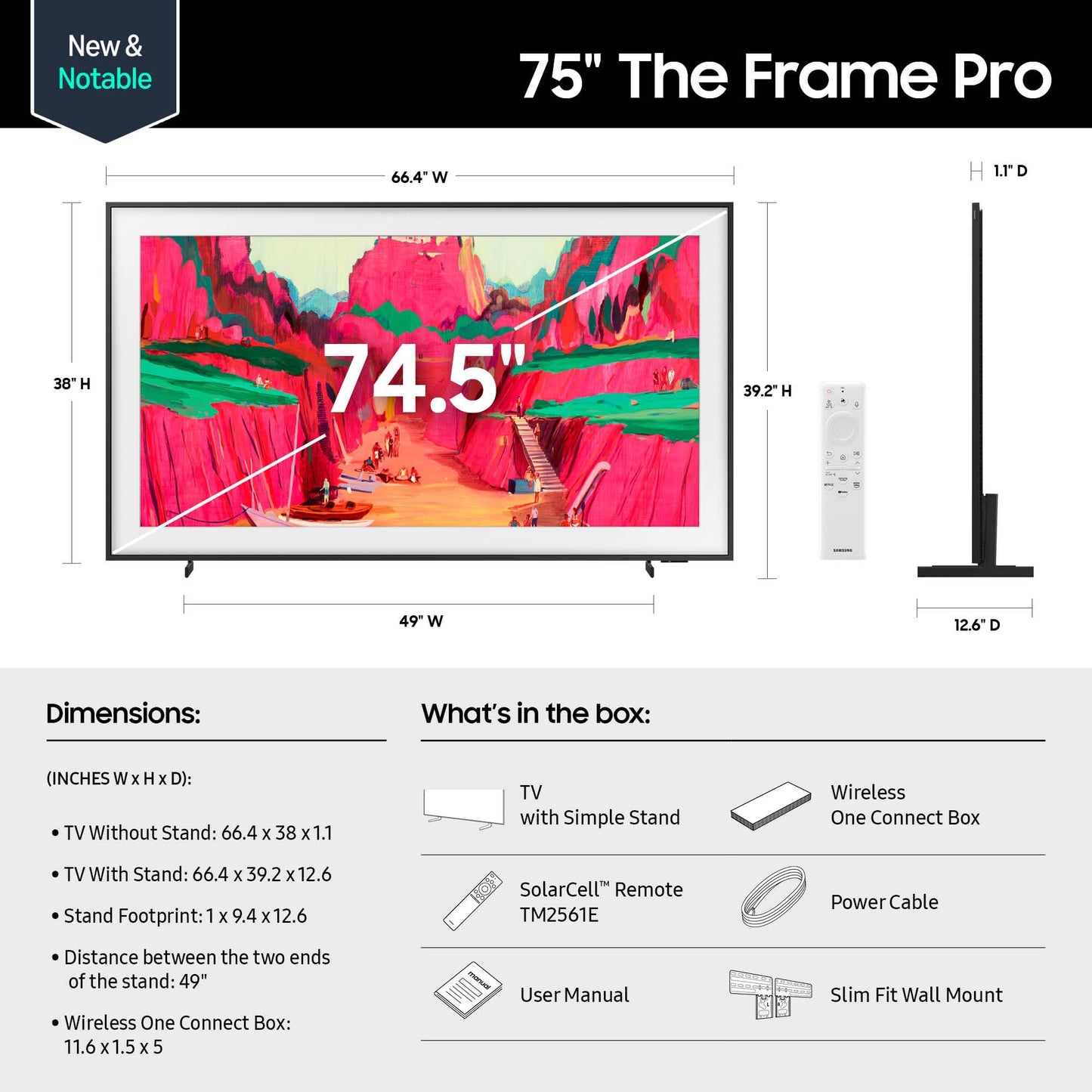 Samsung 75-Inch Class The Frame Pro LS03FW 4K Neo QLED Mini LED Smart TV (2025 Model) Slim Fit Wall Mount, Modern Frame Design, Wireless One Connect, NQ4 AI Gen3 Processor, Art Mode, Alexa Built-in