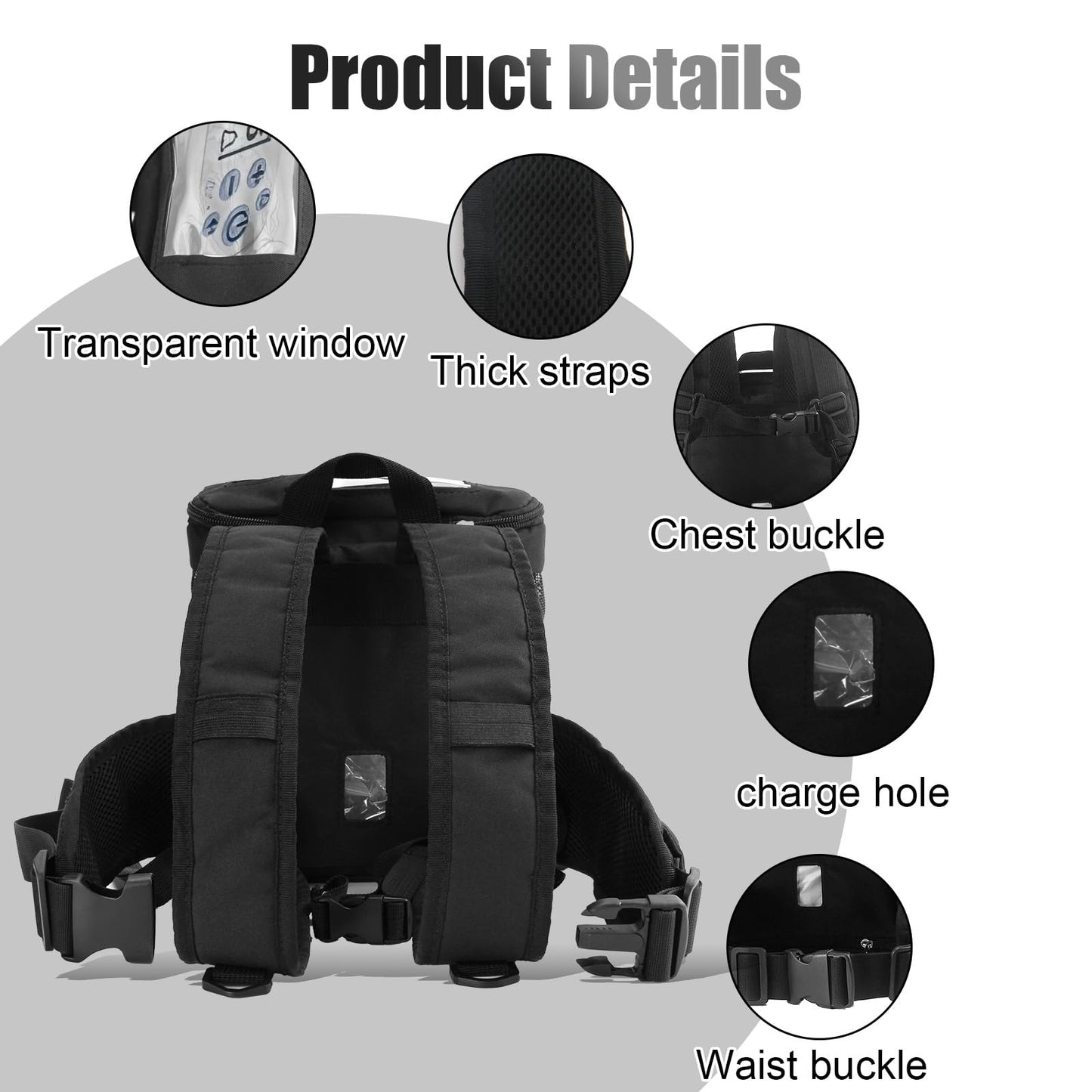 Lightweight Carrier for Inogen One G5 Oxygen Concentrator,Portable Oxygen Backpack with Adjustable Straps,Zippered Bottom for Oxygen Concentrator G5 Accessories,Water Resistant Oxygen Backpack(Black)