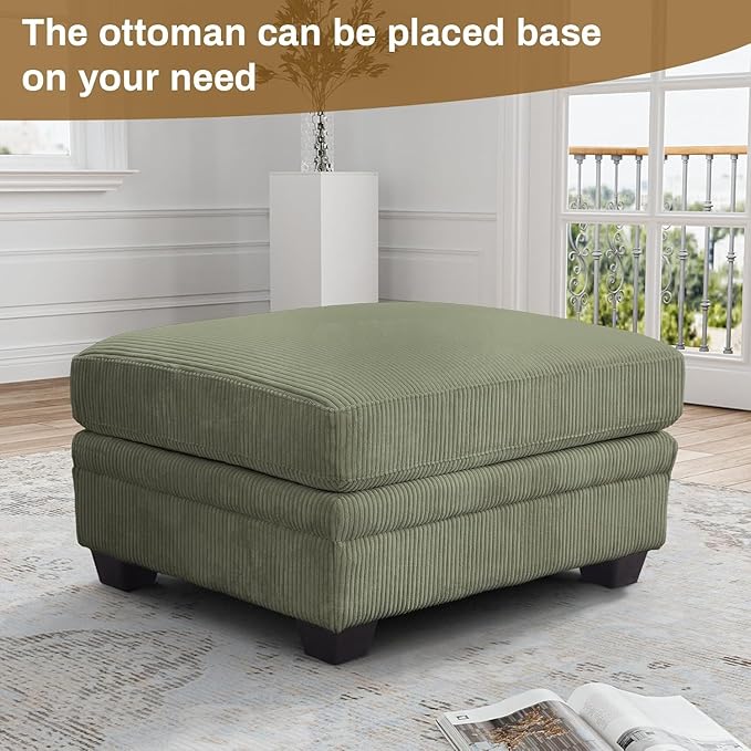 Legend Vansen Oversized Modular Sectional Sofa,8 Seat U Shaped Couch with Ottoman,Corduroy Sofa with Deep Seat,Convertible Large Sectional Couches for Living Room (Olive, U-13)
