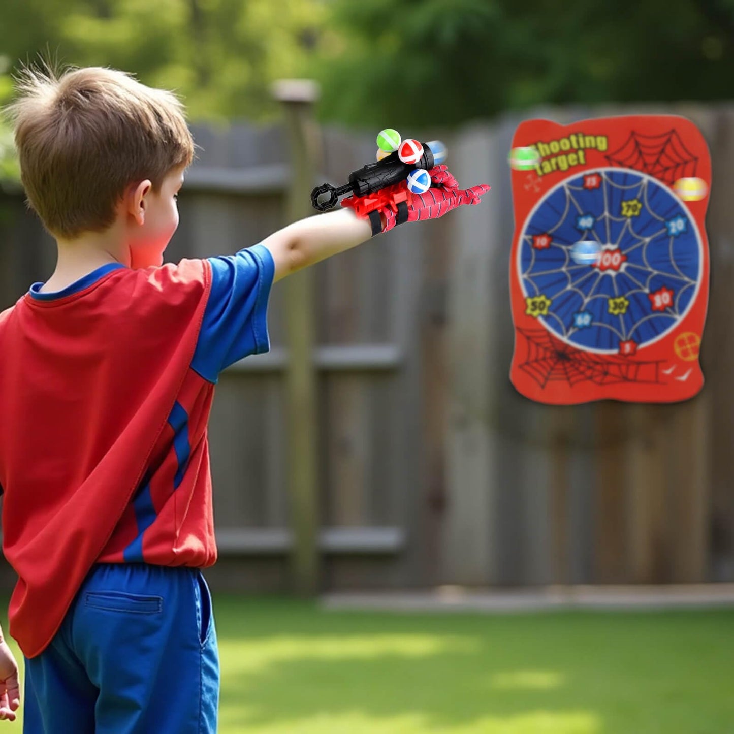 YOTOY Sports and Outdoors Games for Kids Age 8-12: Spider Dart Board with Web Shooters, 10 Velcro Sticky Balls, Toys for 3 4 5 6 7 8 9 10 11 12 Year Old Boys Girls - Birthday Gift Ideas